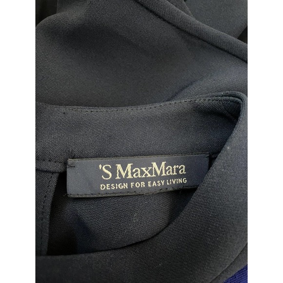'S Max Mara Shift Dress Navy Sleeveless Tunic Crew Neck Relaxed Fit Back… - Picture 7 of 7